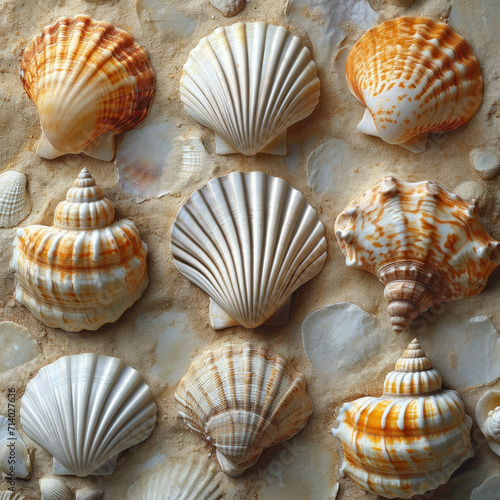 Scattered Seashells on a Coastal Cream Ground