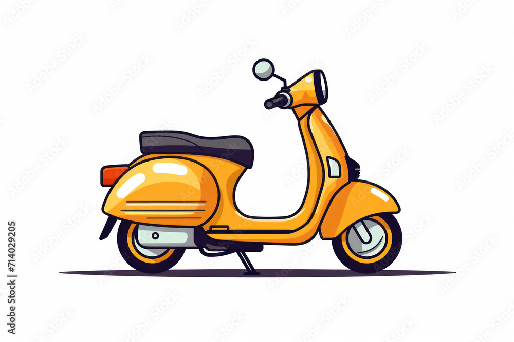 Retro Motorbike Ride: A Fast and Stylish Scooter on the Urban Road - Vintage Transportation Illustration.
