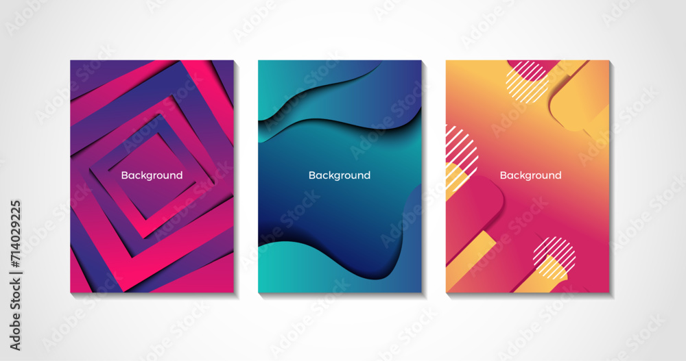 Creative covers or gradient posters concept in modern minimal style for corporate identity, branding, social media advertising, promo. Minimalist cover design template with dynamic fluid gradient
