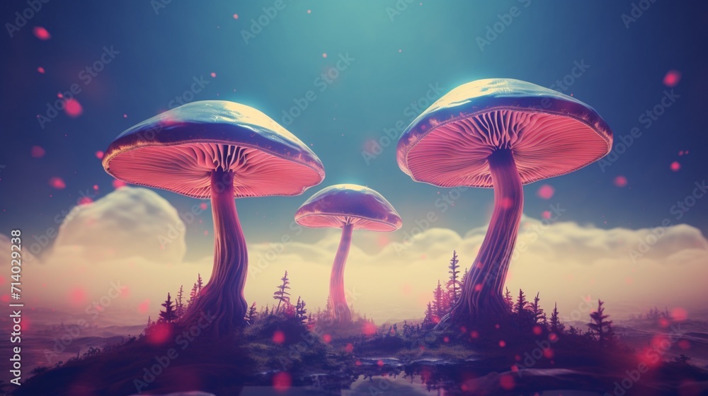 A realistic magical mushrooms advertisement A realistic magical mushrooms advertisement