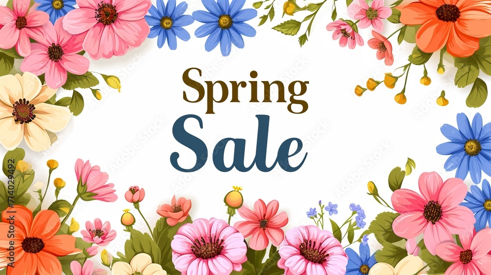 Lovely flower-themed spring sale template. Vector illustration