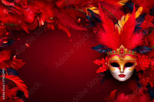 Dark red background with vibrant Brazilian carnival banner template