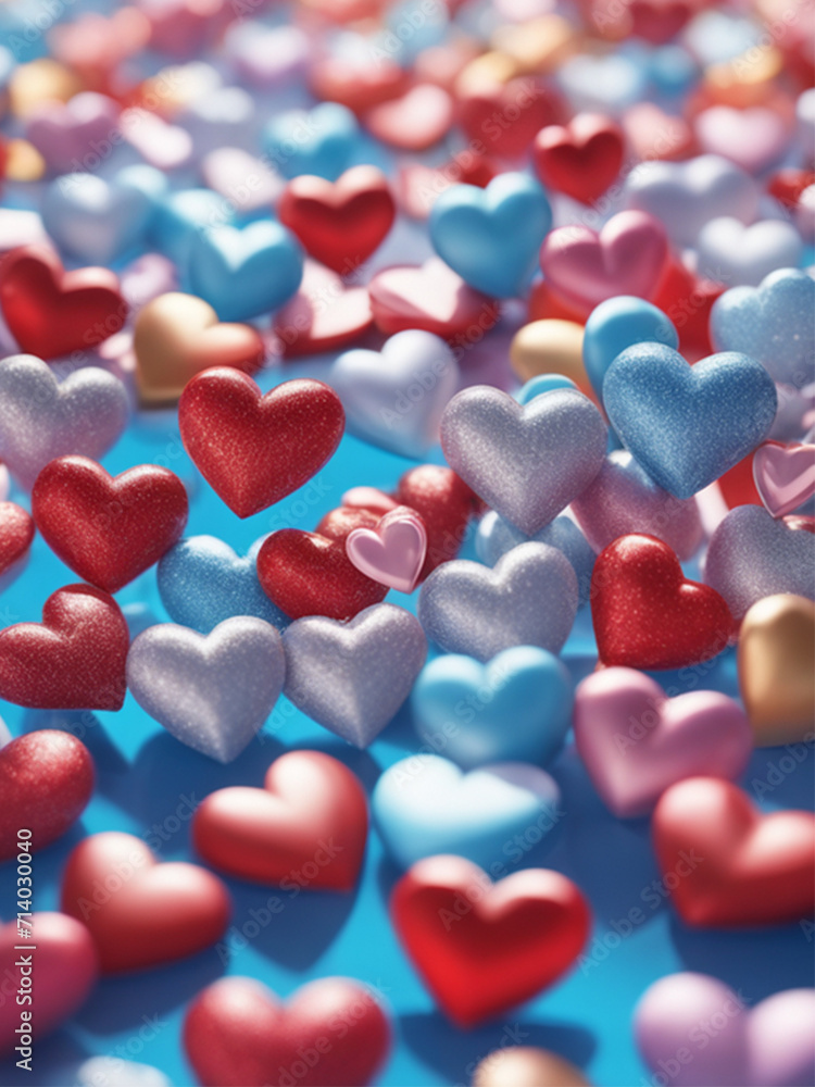 Fototapeta premium Valentine's day hearts ballons with copyspace, saint valentine and love background concept, blank space, hd