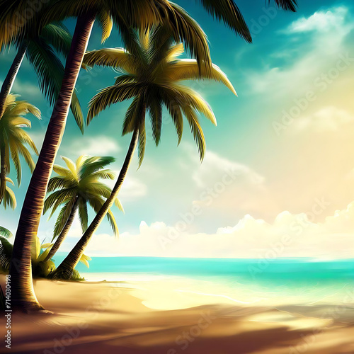 Beach with palm trees generated by AI tool © KM