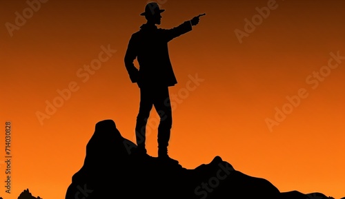 A realistic silhouette of a man on the top