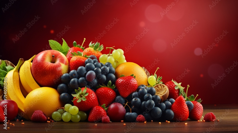 A realistic whole lot of fruits advertisement A realistic whole lot of fruits advertisement