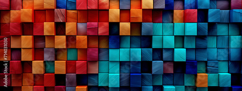 Abstract Colorful Background Made of Colored Wooden Cubes