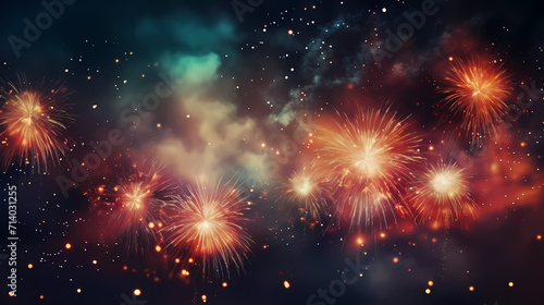 Beautiful fireworks background at night for holiday decoration