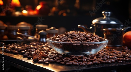 Rich aromas fill the cozy kitchen as a coffee mill grinds a blend of dark chocolate and anise-infused beans into a fragrant bowl of perfection