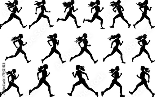 silhouettes of RUNNING girls