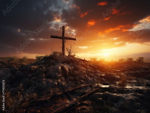 Cross of Jesus Christ - Crucifixion - Cross at Sunset