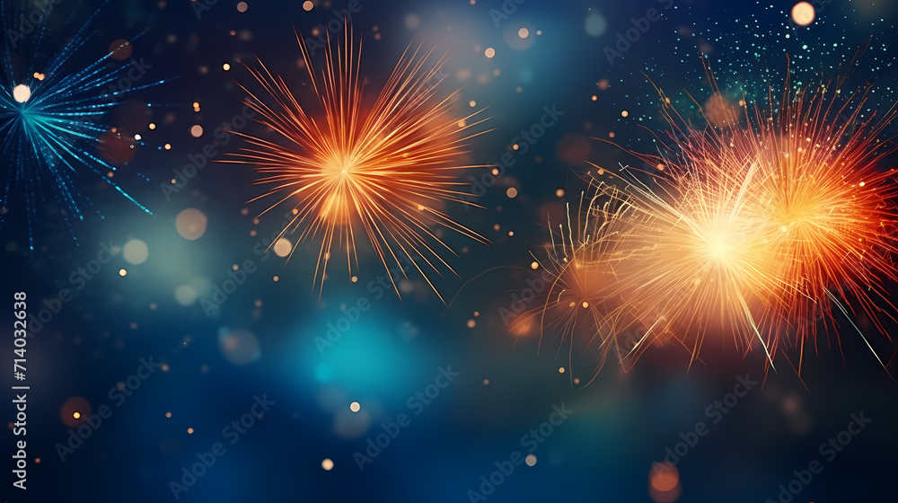 Beautiful creative holiday background with fireworks and sparkles Beautiful creative holiday background with fireworks and sparkles