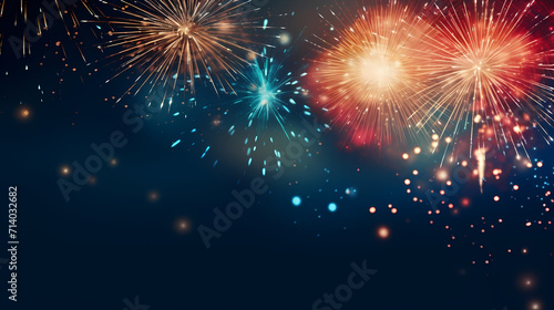 Beautiful fireworks background at night for holiday decoration