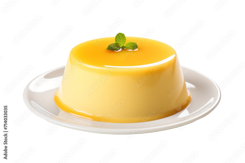 Custard Pudding Isolated on transparent background. Generative AI Custard Pudding Isolated on transparent background. Generative AI