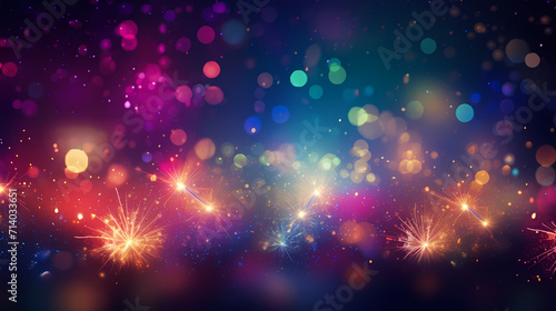 Beautiful creative holiday background with fireworks and sparkles © jiejie