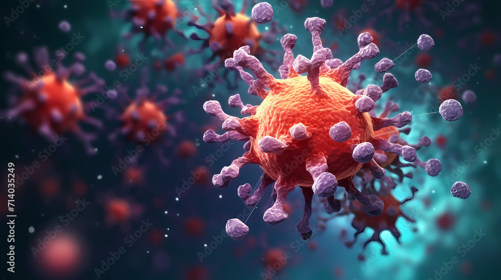 Fototapeta premium Cell background, virus cells, medical research background