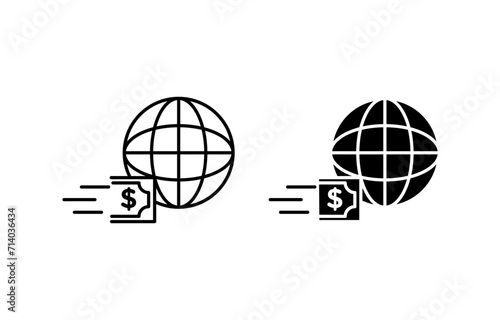 Wire Transfer Money Icon Set. Vector Illustration photo