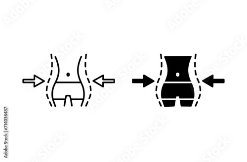 Fat and Slim Figure Icon Set. Vector Illustration