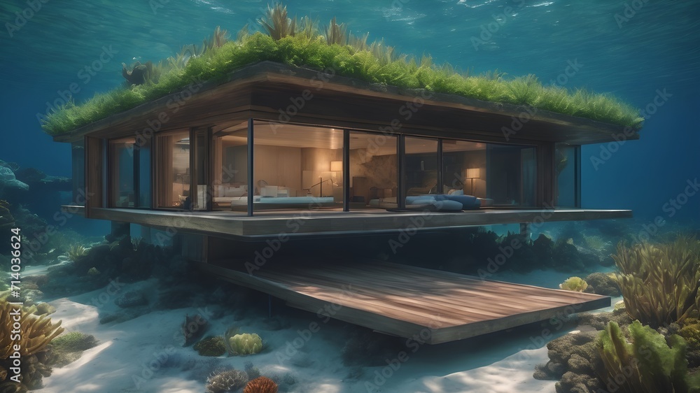 Home in Underwater Background Very cool