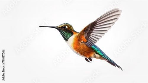 Hummingbird in Flight Isolated on White Background

