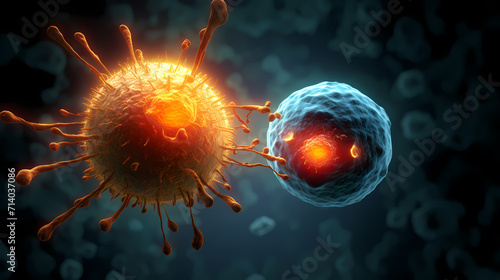 Cell background, virus cells, medical research background © Derby