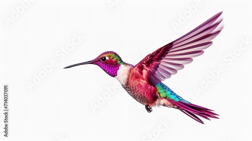 Hummingbird in Flight Isolated on White Background