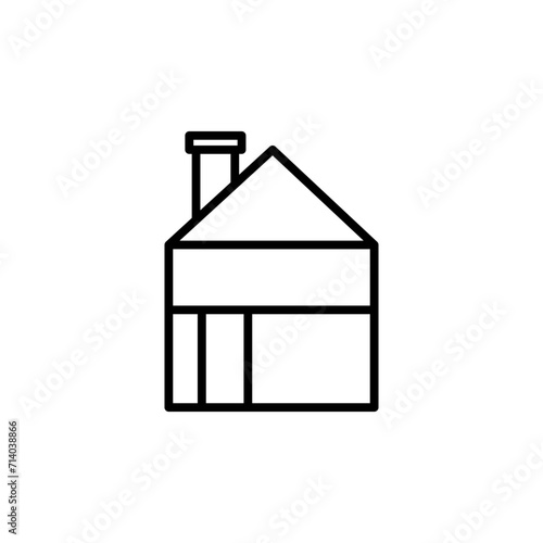 Modular House Vector Line Icon Illustration.