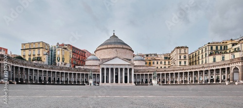 Basilica of San Francesco di Paola, located on Piazza del Plebiscito, Naples, Italy photo