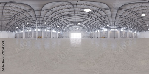 Full spherical hdri panorama 360 degrees of empty exhibition space. backdrop for exhibitions and events. Tile floor. Marketing mock up. 3D render illustration	