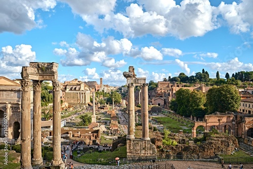 Roman Forum (Foro Romano), Temple of Saturn and Arch of Septimius Severus, UNESCO World Heritage Site, Rome, Italy photo
