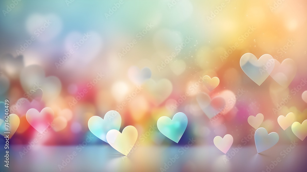 colorful vibrant hearts abstract bokeh background