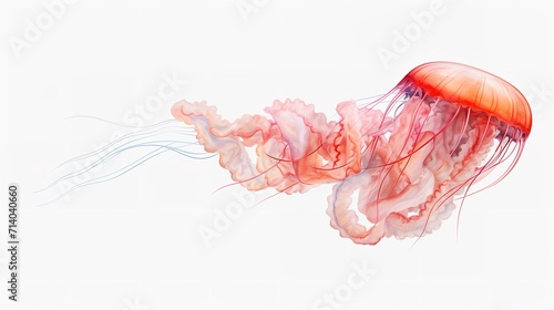 Jellyfish Watercolor Isolated on Transparent Background