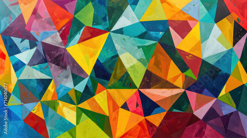 Bright multi colored triangle abstract canvas background in dynamic pattern