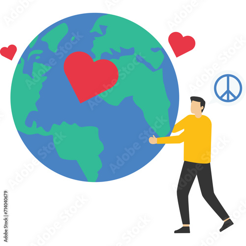 Embraces and cares for the world, Vector illustration design

