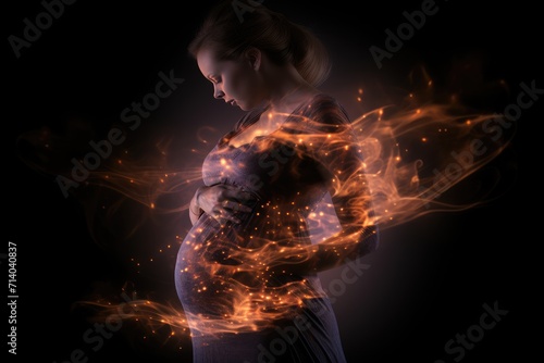 baby belly in pregnant woman photo