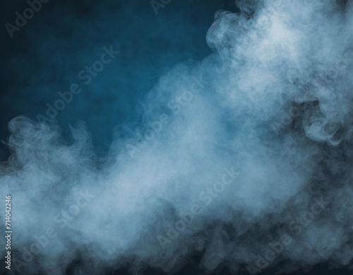 Mystical Mist: Blue-Gray Fog on a Dark Copy Space Background