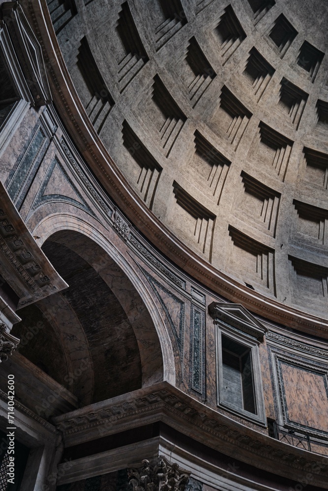 Interior view of the magnificent Pantheon, an ancient Roman temple now used as a Catholic church, Rome, Italy