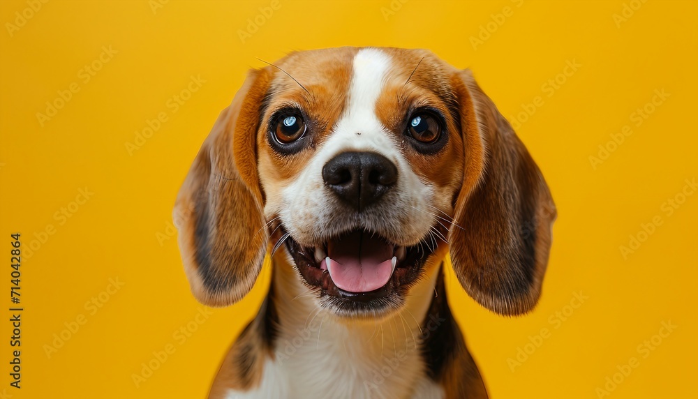 Beagle against a yellow background, reflecting the breed's friendly and curious personality, AI generative