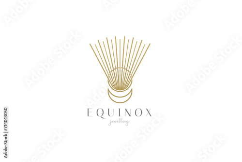 Celestial logo design, Star logotype, Planet, Space, Universe, Minimal Minimalistic, Sun, Rays, Satelite emblem. Vector illustration