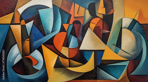 Cubist Artistic Composition Background Ai Generative