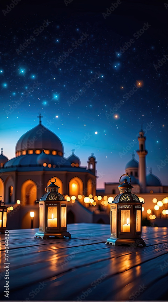 traditional lanterns representing the festive spirit of islamic event and celebration