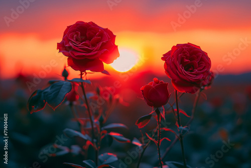 Sunset Behind a Radiant Rose 