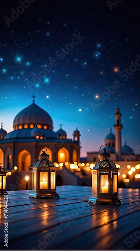 traditional lanterns representing the festive spirit of islamic event and celebration