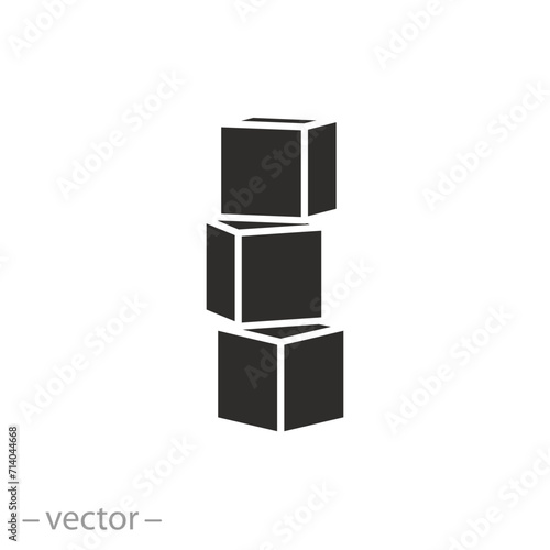 pile boxes on top of each other icon  stacked cubes  flat symbol on white background - vector illustration