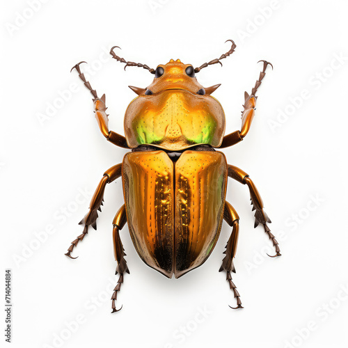 Close-up maco shot of a golden tortoise beetle insect isolated on a white background