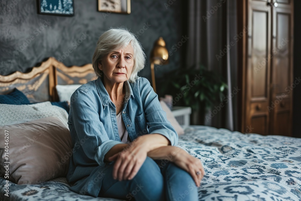 Obraz premium Elderly Loneliness and Health Struggles,Sad Senior Citizen Facing Life's Challenges