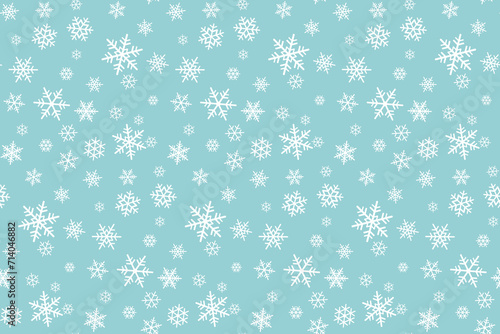 Seamles Snowflake Pattern On Pale Blue Background.