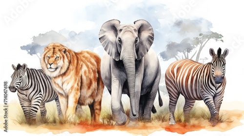 Safari Animals Watercolor Pattern 8K/4K Photorealistic