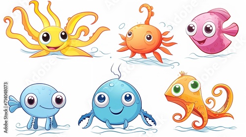 Sea Animals - Cute Crab, Lobster, Dolphin, Turtle