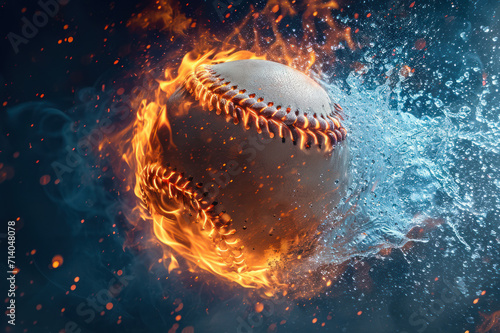 Baseball caught in a dynamic interplay of fire and water	